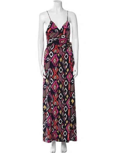 Pre-owned Misa Printed Long Dress W/ Tags In Blue