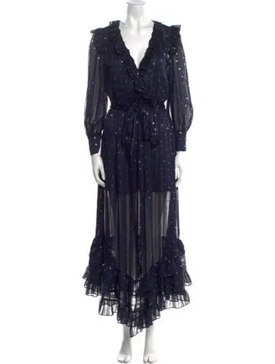 Pre-owned Misa Printed Long Dress W/ Tags In Blue