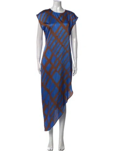 Pre-owned Misa Printed Long Dress W/ Tags In Blue