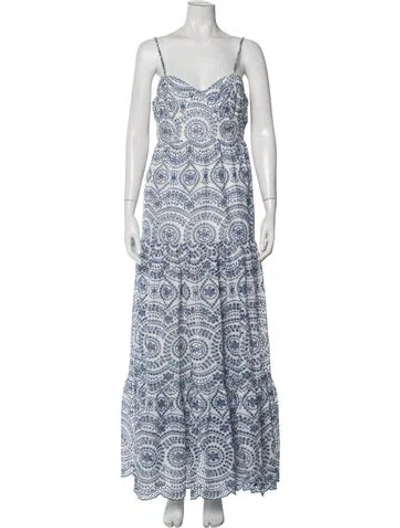 Pre-owned Misa Printed Long Dress W/ Tags In Blue