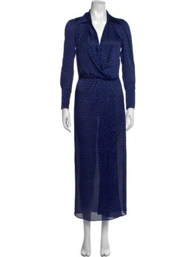 Pre-owned Misa Printed Long Dress W/ Tags In Blue