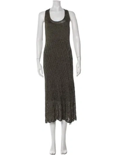 Pre-owned Misa Printed Long Dress W/ Tags In Green