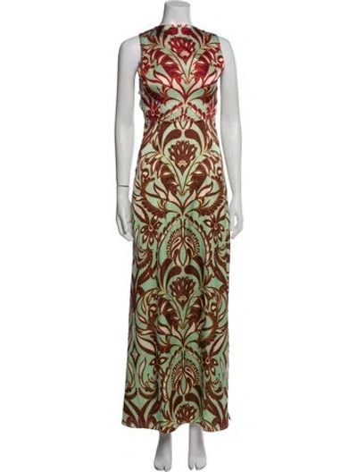 Pre-owned Misa Printed Long Dress W/ Tags In Multi