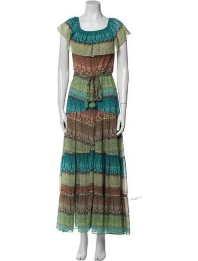Pre-owned Misa Printed Long Dress W/ Tags In Multi