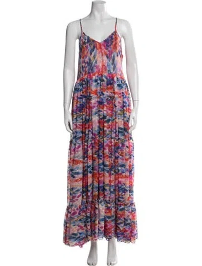 Pre-owned Misa Printed Long Dress W/ Tags In Multi