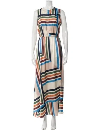 Pre-owned Misa Printed Long Dress W/ Tags In Multi