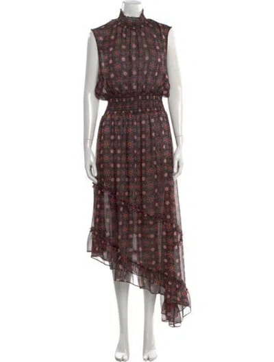 Pre-owned Misa Printed Long Dress W/ Tags In Multi