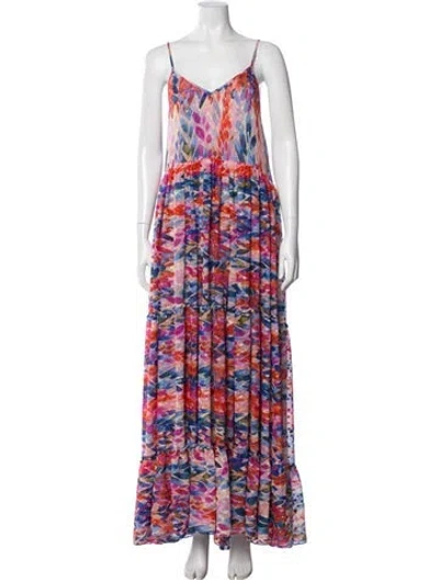Pre-owned Misa Printed Long Dress W/ Tags In Multi
