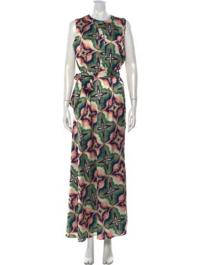 Pre-owned Misa Printed Long Dress W/ Tags In Multicolor