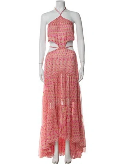 Pre-owned Misa Printed Long Dress W/ Tags In Pink