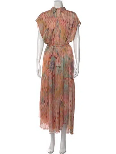 Pre-owned Misa Printed Long Dress W/ Tags In Pink