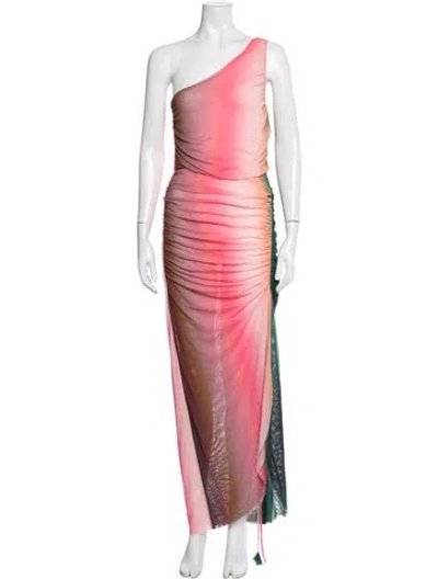 Pre-owned Misa Printed Long Dress W/ Tags In Pink