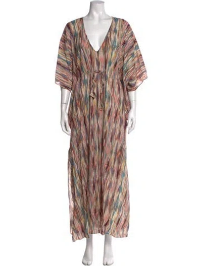 Pre-owned Misa Printed Long Dress W/ Tags In Pink
