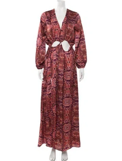 Pre-owned Misa Printed Long Dress W/ Tags In Pink