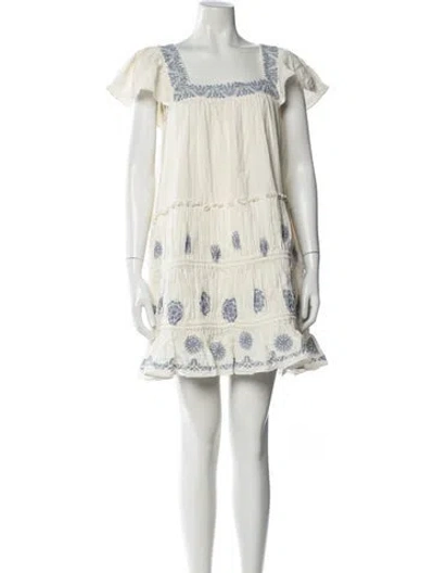 Pre-owned Misa Printed Long Dress In White