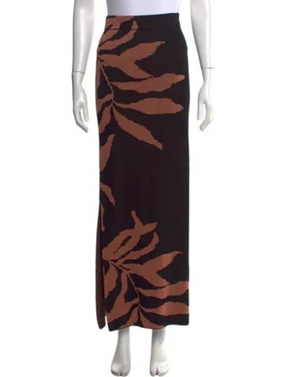 Pre-owned Misa Printed Long Skirt In Black