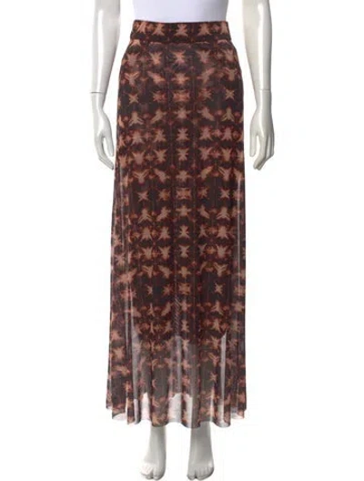 Pre-owned Misa Printed Long Skirt In Black