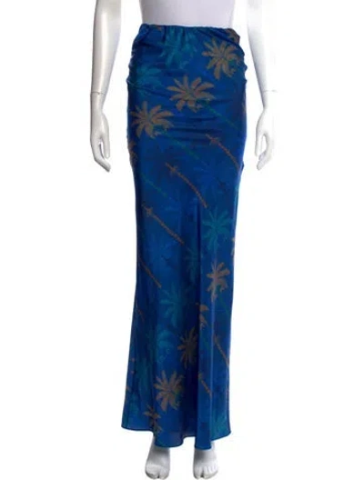 Pre-owned Misa Printed Long Skirt In Blue