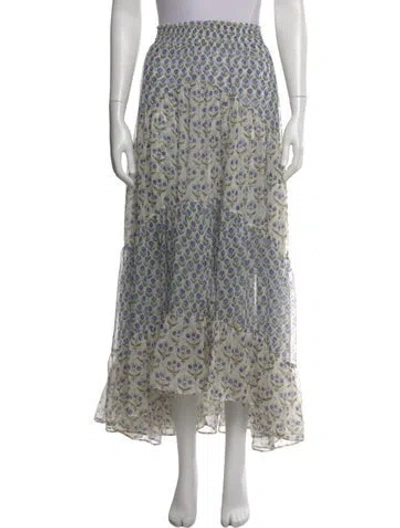 Pre-owned Misa Printed Long Skirt In Blue