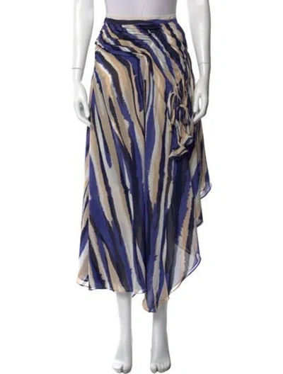 Pre-owned Misa Printed Long Skirt In Blue
