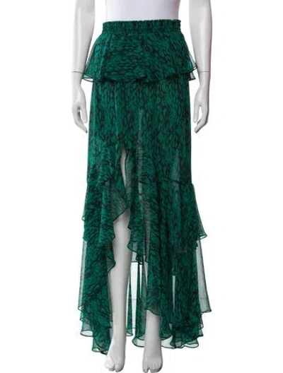 Pre-owned Misa Printed Long Skirt W/ Tags In Green