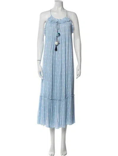 Pre-owned Misa Printed Midi Length Dress In Blue