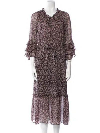 Pre-owned Misa Printed Midi Length Dress In Multi