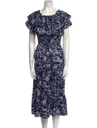 Pre-owned Misa Printed Midi Length Dress In Multi