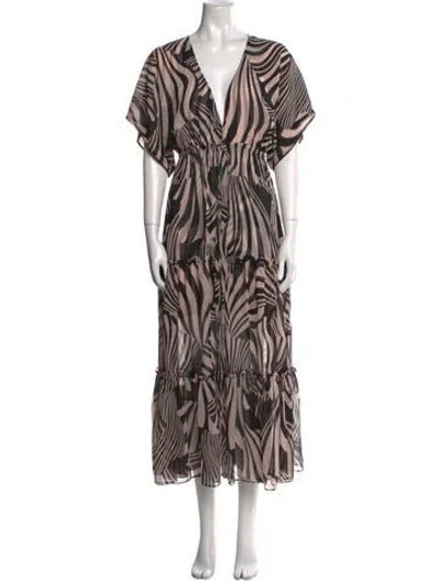 Pre-owned Misa Printed Midi Length Dress In Multi
