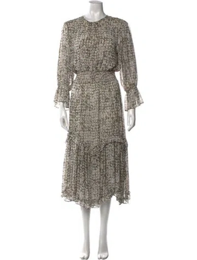 Pre-owned Misa Printed Midi Length Dress In Multi