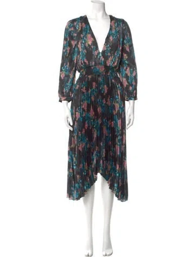 Pre-owned Misa Printed Midi Length Dress In Multi