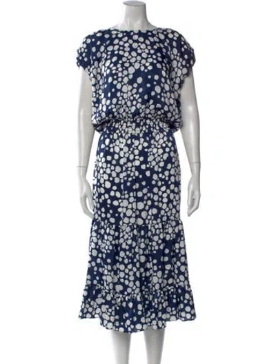 Pre-owned Misa Printed Midi Length Dress In Multi