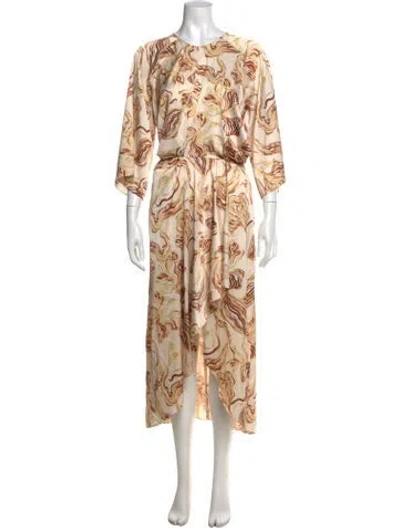 Pre-owned Misa Printed Midi Length Dress In Multicolor