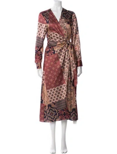 Pre-owned Misa Printed Midi Length Dress In Multicolor