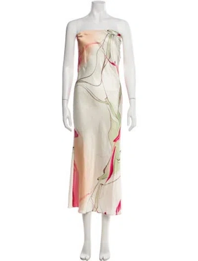 Pre-owned Misa Printed Midi Length Dress In Neutral