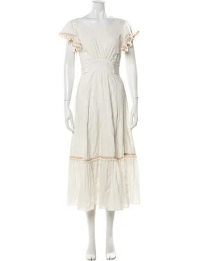 Pre-owned Misa Printed Midi Length Dress In Neutral