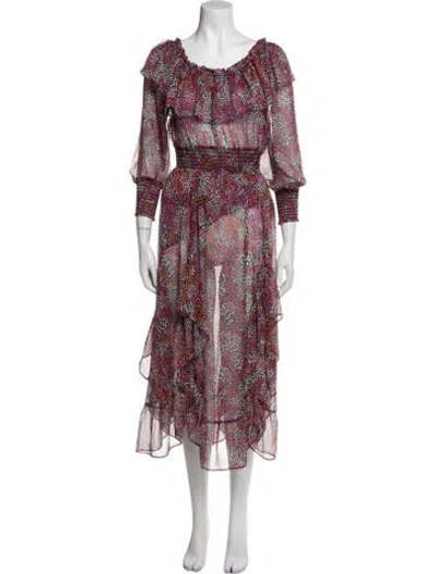 Pre-owned Misa Printed Midi Length Dress In Pink