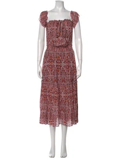 Pre-owned Misa Printed Midi Length Dress In Pink