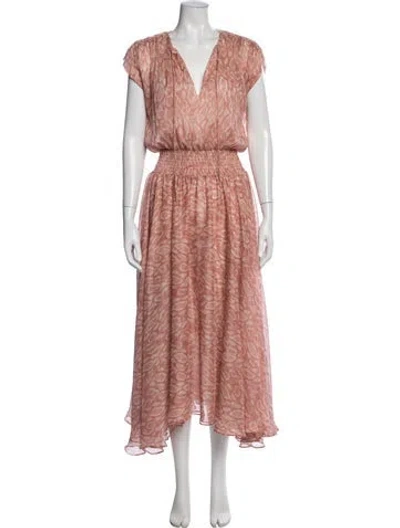 Pre-owned Misa Printed Midi Length Dress In Pink
