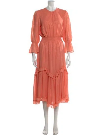 Pre-owned Misa Printed Midi Length Dress In Pink