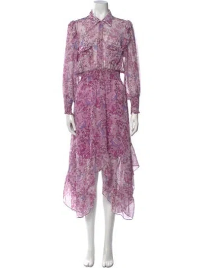 Pre-owned Misa Printed Midi Length Dress In Purple