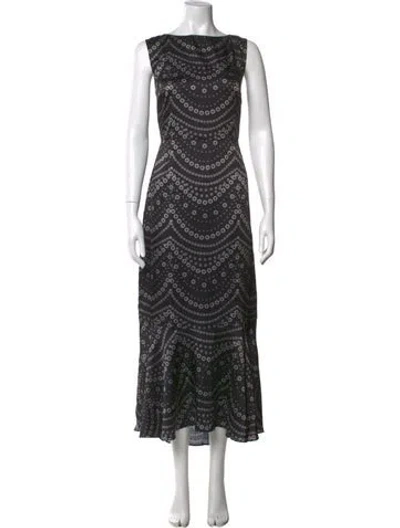 Pre-owned Misa Printed Midi Length Dress W/ Tags In Black