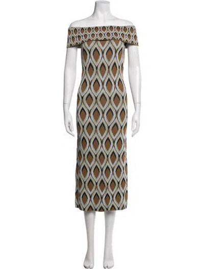 Pre-owned Misa Printed Midi Length Dress W/ Tags In Green