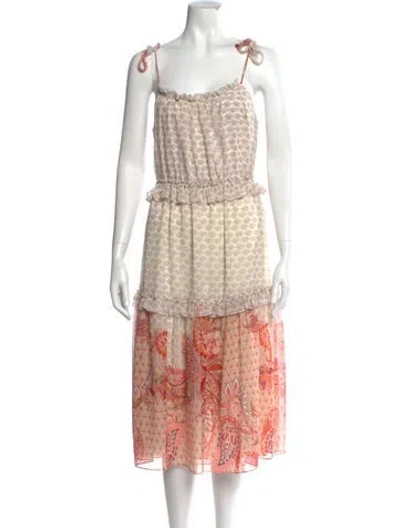 Pre-owned Misa Printed Midi Length Dress W/ Tags In Multi