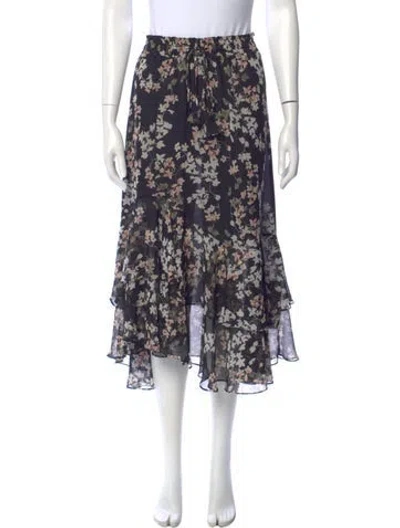 Pre-owned Misa Printed Midi Length Skirt In Black