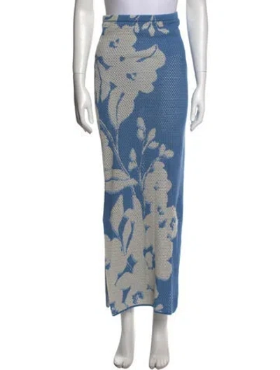 Pre-owned Misa Printed Midi Length Skirt In Blue