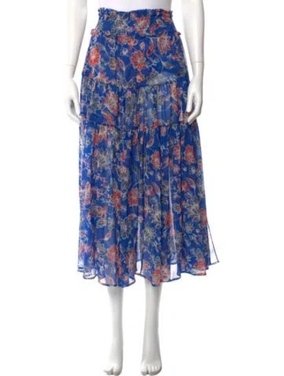 Pre-owned Misa Printed Midi Length Skirt In Blue