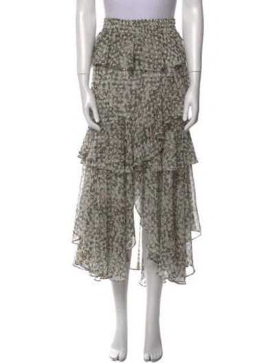 Pre-owned Misa Printed Midi Length Skirt In Gray