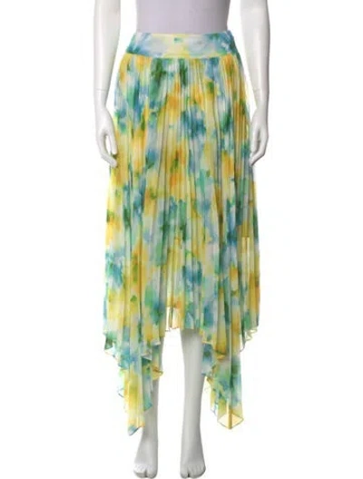 Pre-owned Misa Printed Midi Length Skirt In Green