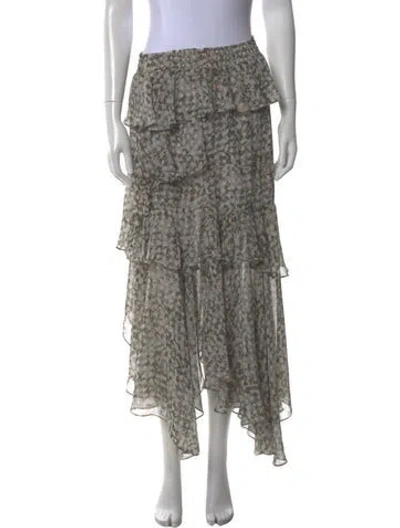 Pre-owned Misa Printed Midi Length Skirt In Green